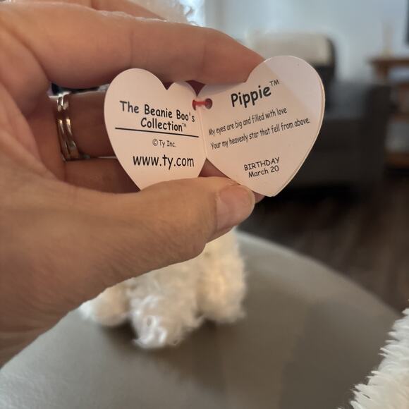 New TY Beanie Boos - PIPPIE the White Bichon Dog (Glitter Eyes) (6 inch) Boo - Picture 4 of 7